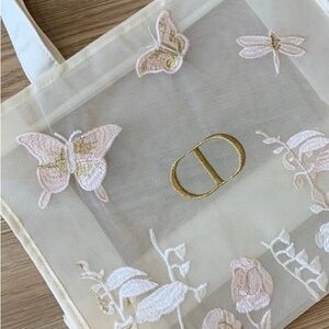 GWP Christian Dior Elegant Cream Tote Bag with Embroidered Details